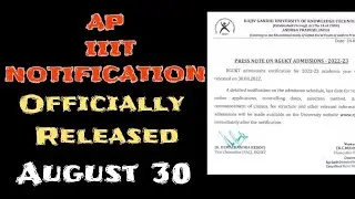 AP IIIT RGUKT Admissions 2022  || August 30 || Hurry Up ||