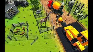 Build city zoo in amusement park through driving safari Animal Truck