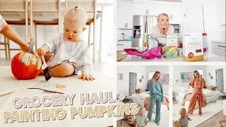 vegan grocery haul, new free people clothes + painting pumpkins with coco!
