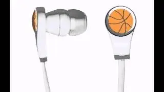 Graphics and More Basketball Novelty In Ear Headphones Earbuds   Non Retail Packaging   White