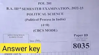 b.a 3rd semester Political Science POL201 paper answer key 2022-23 #ddu