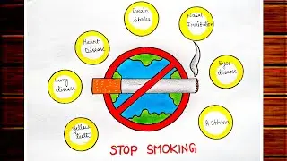 World No Tobacco Day Poster Drawing|Say No To Tobacco Drawing Easy|No Smoking Drawing Easy