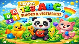 Learn 123, ABC, Shapes & Vegetables | Fun Learning Video for Kids