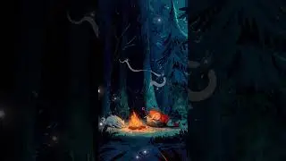 🌲 A warm night in the forest.  Pause for a moment and feel the atmosphere. 🕯✨  #fyp