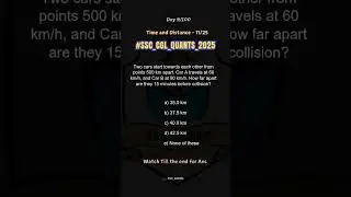 SSC CGL PRACTISE MCQ - DAY 9/100.TIME&DISTANCE - 11/25 #ssccgl25 #SSCACERS #practice #ssccgl2025