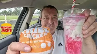Aussie Jack’s Fried Chicken Burger & Raspberry Float
