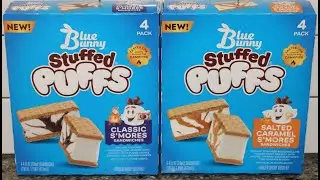 Blue Bunny Stuffed Puffs Frozen Dairy Dessert: Classic S’mores & Salted Caramel S’mores Sandwiches
