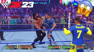 WWE 2K23 -  Messi -Cristiano -Mbappe VS Roman Reigns-Setn Rollins- Elimination Tag Team Match