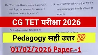 CG TET PAPER 1 Model Answer 2026 || Hindi & English | CG TET Correct Answer 1 February 2026 
