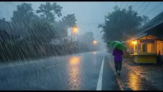CAN YOU HANDLE THIS? 🌧️⚡ Heavy rain and strong winds in rural Indonesia🌧️⚡Overcome insomnia