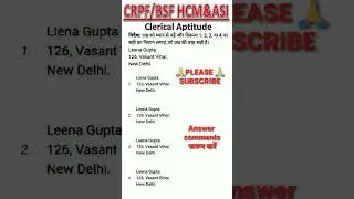 #CRPF Clerical Aptitude | BSF  HCM & ASI Clerical Aptitude | general aptitude |#shorts | #viral |