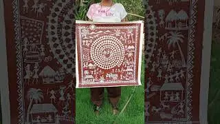 Warli painting on canvas #art #warlipainting #shortsfeed #shorts