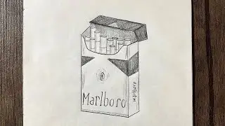 How to draw a Cigarette pack | marlboro | cool pencil drawing ideas for beginners