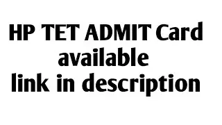 Hp TET Admit Card available //shastri // Lt HP TET 2020