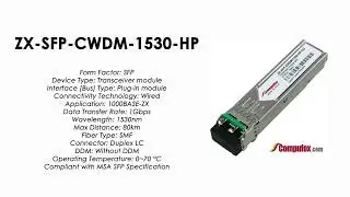 ZX-SFP-CWDM-1530-HP  |  HP compatible 1000Base-ZX 1530nm SFP 80km