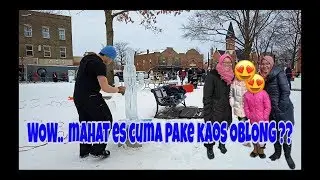Wow...  Mahat Es Cuma Pake Kaos OBLONG?  || Wow..  Sculpturing Ice only wearing a T-shirt