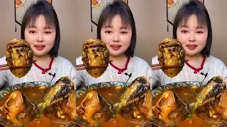 Rural ASMR Eating Show Satisfying Fish Head & Home-Style Fish Cooking | Relaxing Food Sounds