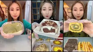 asmr mukbangasmr/kwai dessert mukbang,/mochi eating,creperoll cake chocolate #asmr