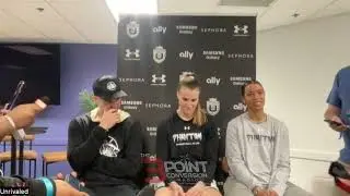 Sabrina Ionescu, Natasha Cloud and coach Adam Harrington of Phantom BC of Unrivaled League