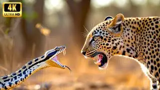 Wild Life Amazon Jungle &ndash; A tense encounter between a leopard and a hunting snake