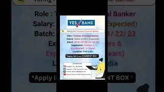 @yesbank  #hiring #youtubshorts #ytshots #ashortday #trainer #personalbanker #bankjobs #privatejob