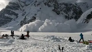 MASSIVE AVALANCHE off MT HUNTER.