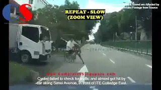 Cyclist Failed To Check For Traffic And Almost Got Hit By Car Along Simei Avenue