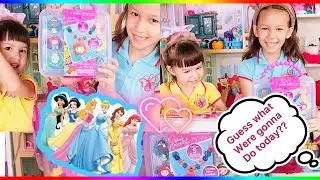 Disney Princess Necklace Activity (unboxing w/ Brianna and Bella)
