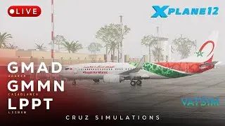 Royal Air Maroc Ops | GMAD - GMMN - LPPT | LevelUp B737NG V2 | #b737 #xplane12  #vatsim