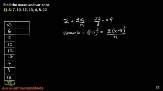 statistics 11th std SD and variance  qn 1