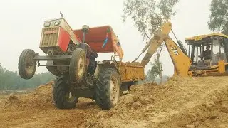 Jcb 3dx Backhoe Loader Loading Mud In Truck  Pushing Truck Jcb 3dx Backhoe