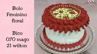 Bolo feminino | Babadinho c bico 070 da mago | Bolo dia das mães | Papel arroz flores.