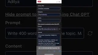 App to generate blog content using #chatgpt 3.5 API | #nextjs
