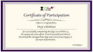 Quiz on Covid-19 and Get Free Certificate from Government