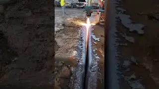 High flame Cutting #pipeline #pipelineconstruction #thickness #shorts #cutting #construction