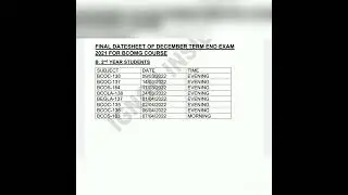 IGNOU DEC TEE 2021 DATESHEET