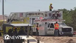 Construction worker dies trapped in trench, first responders working to recover body