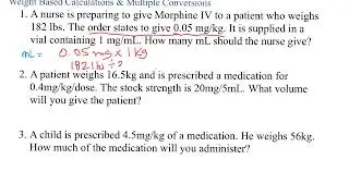 Dosage Calculation Practice Week 6 Part 1