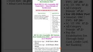BSF New Recruitment 2024 Notification | BSF Constable, Head Constable, SI, ASI Vacancy 2024