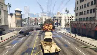 Ukrainian brutal tank attack on Russian military vehicles air base GTA 5 