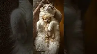 Sweetest Nap Ever: Cat and Puppy Hugging🐾💖