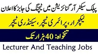 Public Sector Organization Teaching Jobs 2019 | Latest Teaching And Lecturer Jobs 2019 Apply Online