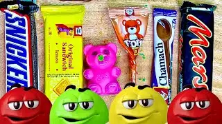 ASMR Most Popular Candys / some lots of colorful rainbow lollipop candy / unpacking chocolate eat