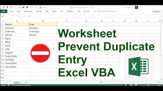 Worksheet Prevent Duplicate Entry Excel VBA