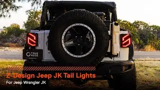 TRUE MODS Jeep JK JKU Z Design Smoked LED Rear Tail Lights - Plug and Play