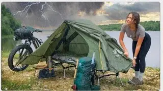 Extreme Camping During the thunderstorm and Heavy Rain in a Small tent 