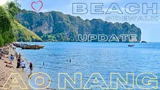 ☀️ Ao Nang Beach Sidewalk Update | Sunny Walk in 'Paradise' 🇹🇭 Ao Nang Krabi Thailand