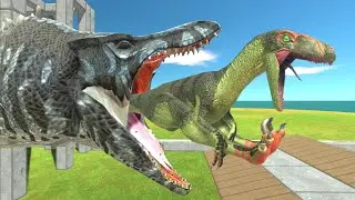 Dinosaurs passing through the Mosasaurus cage - Animal Revolt Battle Simulator