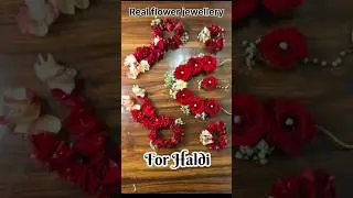Real flower jewellery for Haldi ceremony at home🌹💛❤️#haldijewellery#diy #handmadejewelry#shortsvideo