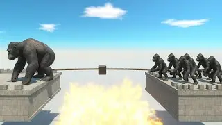 Epic Tug of War: Giant Beast vs Army of Gorillas Over Fire Pit! 🔥💪 | Animal Revolt Battle Simulator